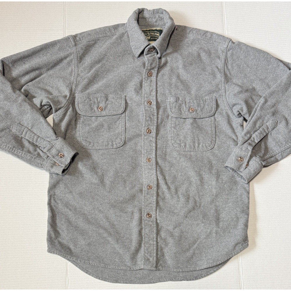FIELD & STREAM - Men's Vintage Gray Heavyweight Thick Flannel Shirt - Large**